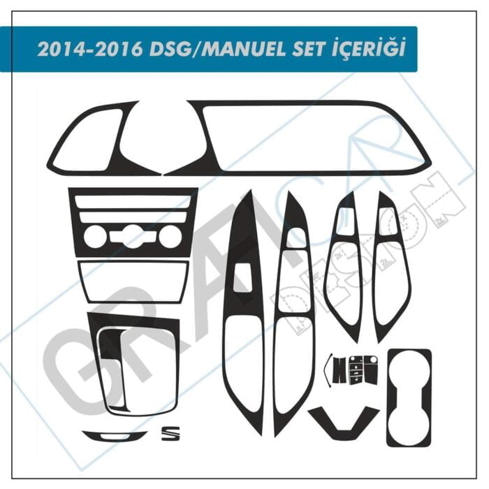 En Uygun Filtre - SEAT LEON 5F/MK3 - 2013-2020 Konsol İç Trim Kaplama Sticker Seti