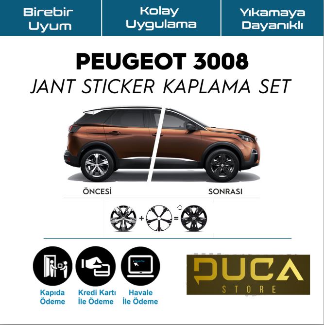 En Uygun Filtre - Peugeot 3008 Jant Kaplama Sticker