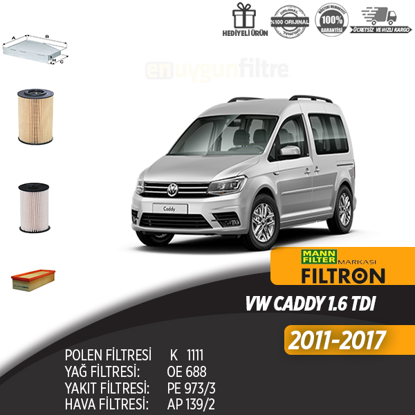 En Uygun Filtre - Volkswagen Caddy III 1.6 Tdİ Filtre Seti