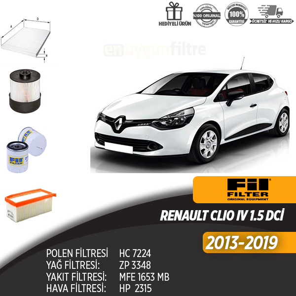 En Uygun Filtre - Renault Clıo IV 1.5 Dci Dizel Filtre Seti ( dörtlü)