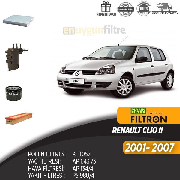 En Uygun Filtre - Renault Clio ll 1.5 dci filtre seti ( dörtlü)