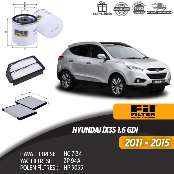 En Uygun Filtre - Hyundai İx35 1.6 Gdi Benzinli Filtre Seti (Üçlü)