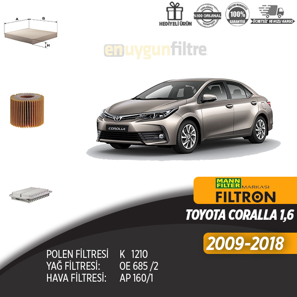 En Uygun Filtre - Toyota Corolla 1.6 Benzinli Filtre Seti (Üçlü)