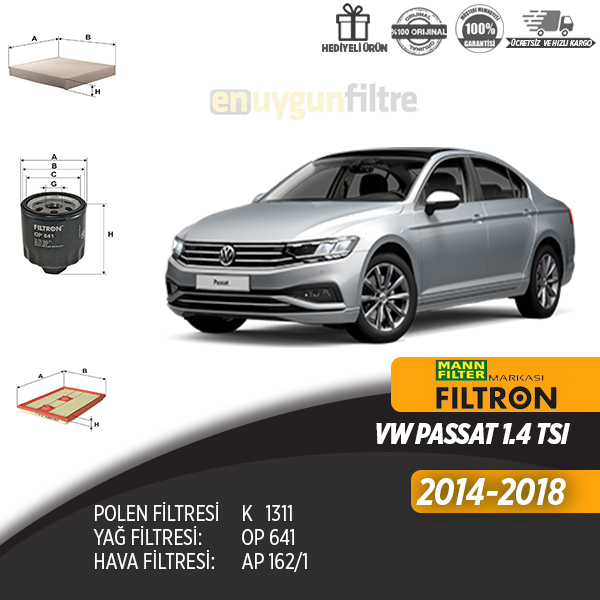 En Uygun Filtre - Volkswagen Passat 1.4 Tsi Filtre Seti ( Üçlü)