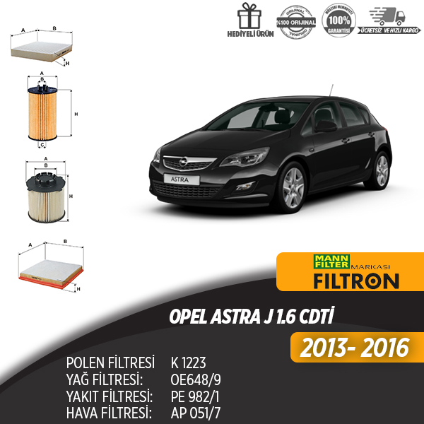 En Uygun Filtre - Opel Astra J 1.6 Cdtı Filtre Seti (Dörtlü)