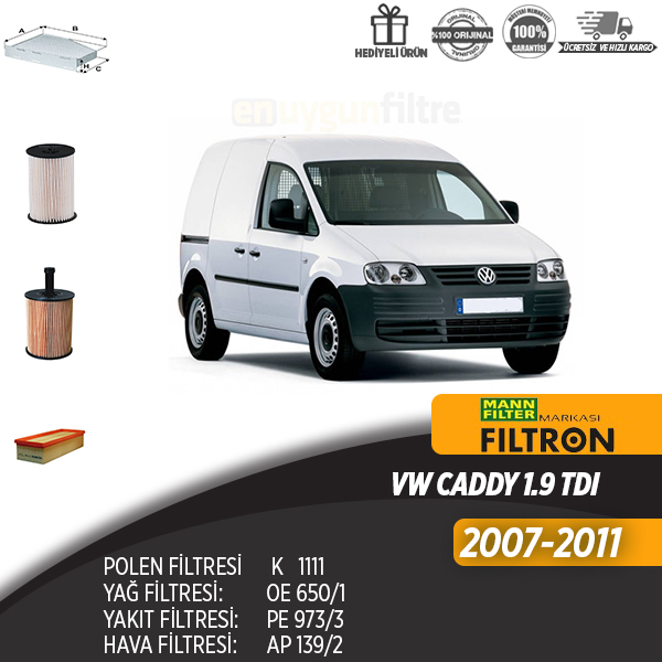 En Uygun Filtre - Volkswagen Caddy Ill 1.9 Tdi Filtre Seti