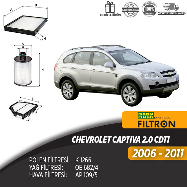 En Uygun Filtre - Chevrolet Captıva 2.0 Cdtı Filtre Seti (üçlü)