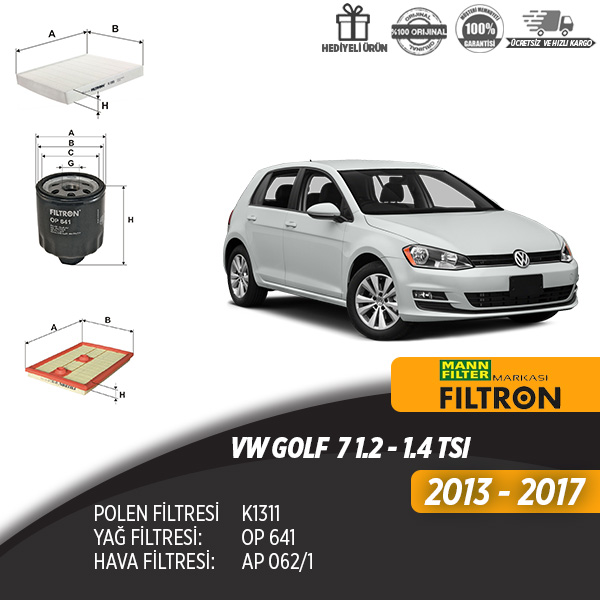 En Uygun Filtre - Volkswagen Golf 7 1.2/1.4 Tsi Filre Seti (Üçlü)