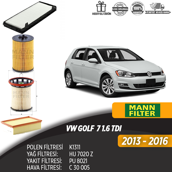 En Uygun Filtre - Volkswagen Golf 7 1.6 Tdi Filtre Seti