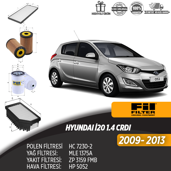 En Uygun Filtre - Hyundai İ20 1.4 Crdi Filtre Seti (Dörtlü)