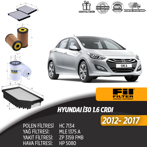 En Uygun Filtre - Hyundai İ30 1.6 Crdi Dizel Filtre Seti (Dörtlü 2012-2017)