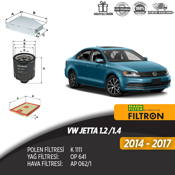 En Uygun Filtre - Volkswagen Jetta 1.2 /1.4 Filtre Seti (üçlü)